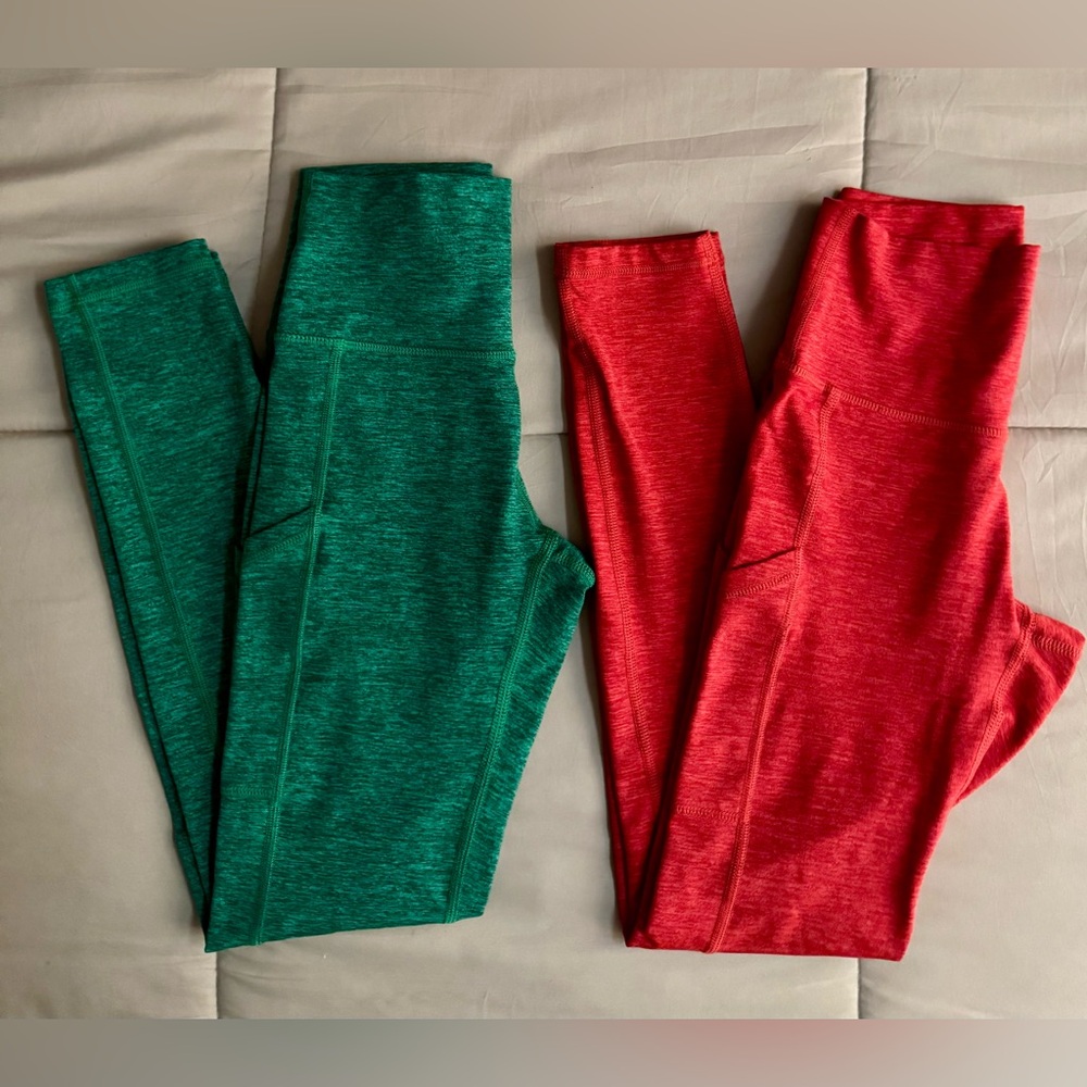 Offline by Aerie Women's Leggings 1 Green and 1 Red Sz. XS